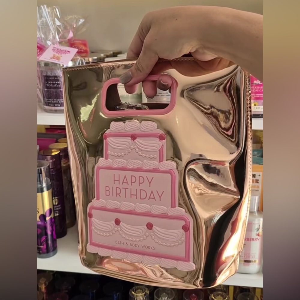 Bath & Body Works Rose Gold Gift Tote with Pink Cake Accent